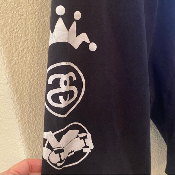 STUSSY Black White Graphic Shorts Size Xsmall - Picture 3 of 6